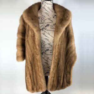 Vintage 1960's Strawbridge Clothier Golden Camel Hair Colored Mink Stole Cape